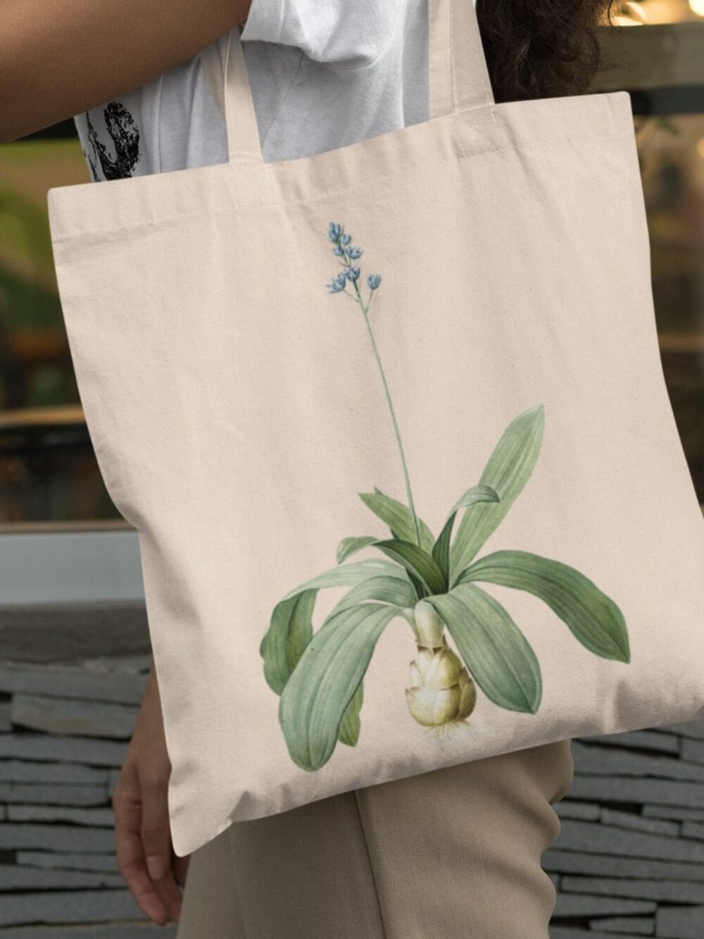 Lilio-Hyacinth Squill Vintage Floral Print Graphic Canvas Tote Bag
